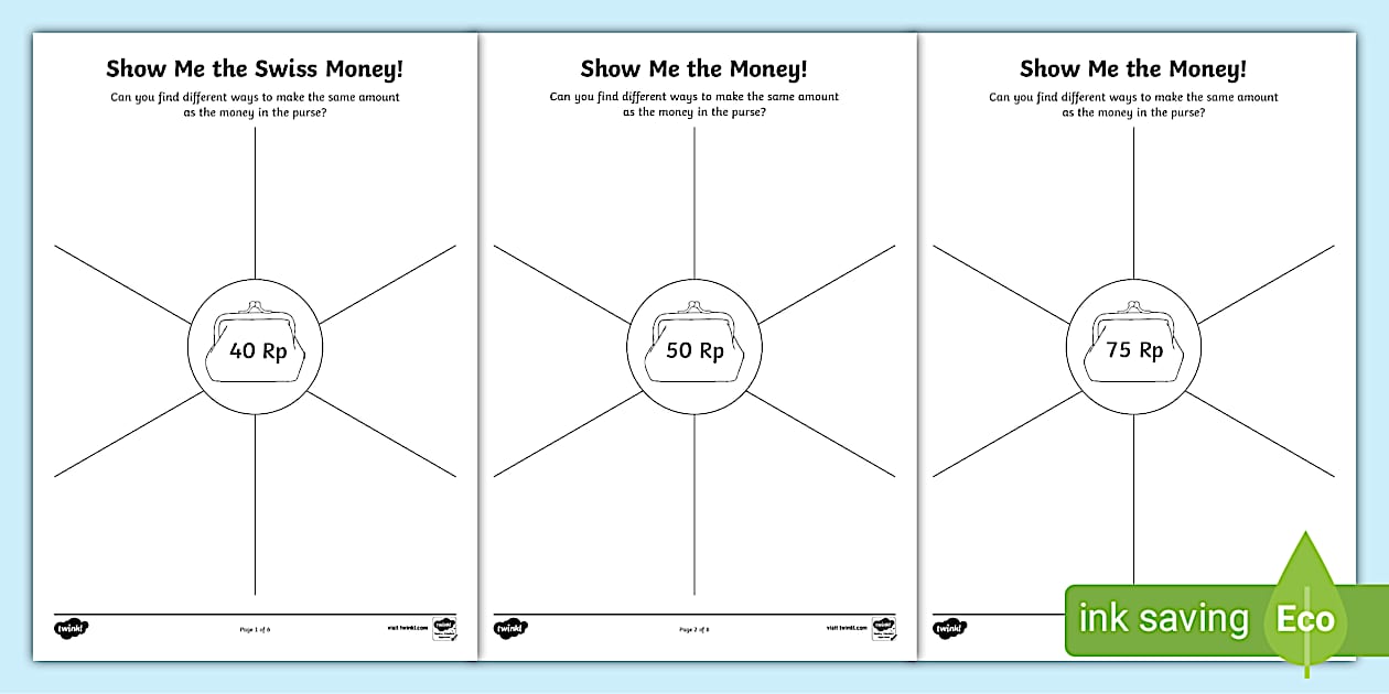 Maths activity to learn the value of Swiss money - Twinkl