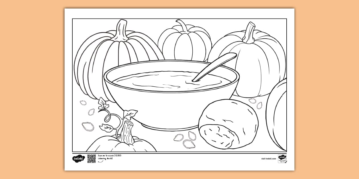 Pumpkin Soup Colouring Page, Pumpkins Colouring Pages