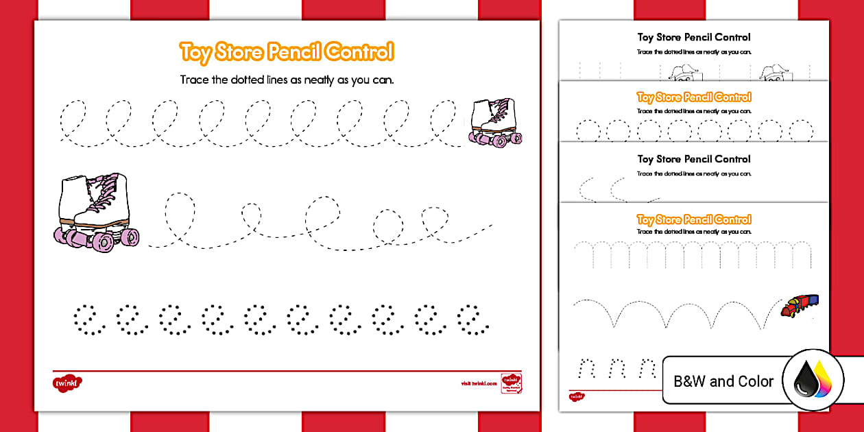Toy Store Pencil Control Tracing Worksheet (teacher made)