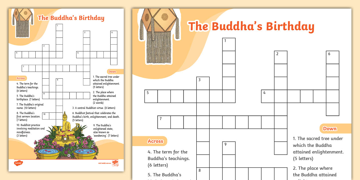 The Buddha #39 s Birthday Crossword (professor feito) Twinkl