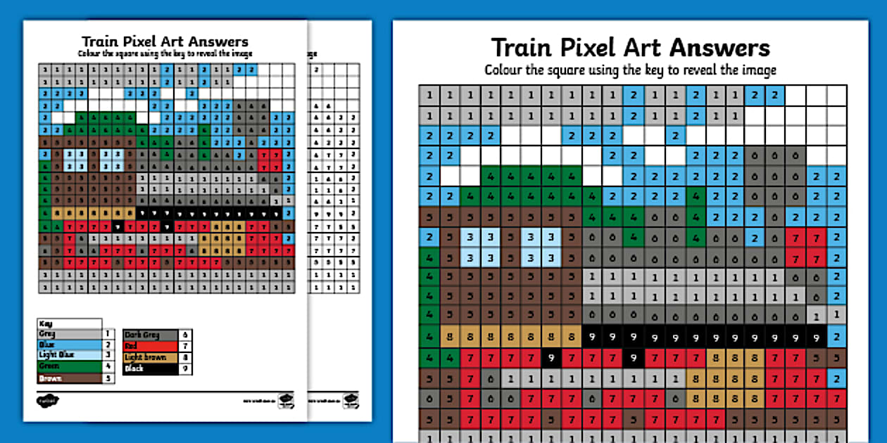 Train Pixel Art Template (Lehrer gemacht) Twinkl