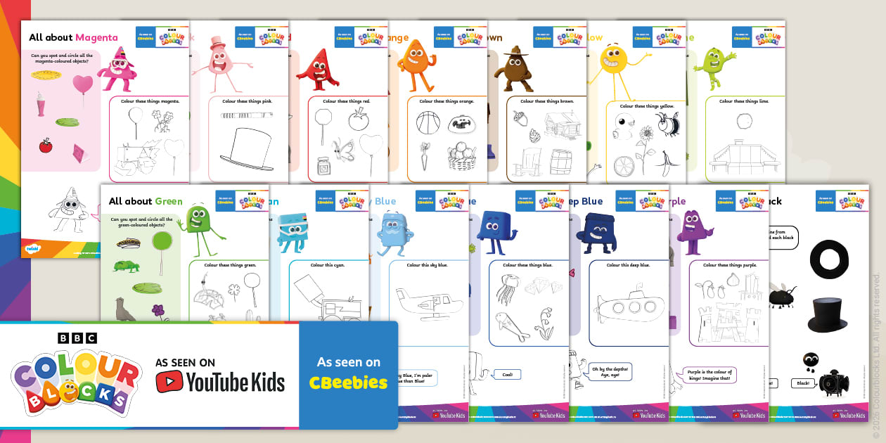 All About The Colourblocks Activity Sheets | Twinkl