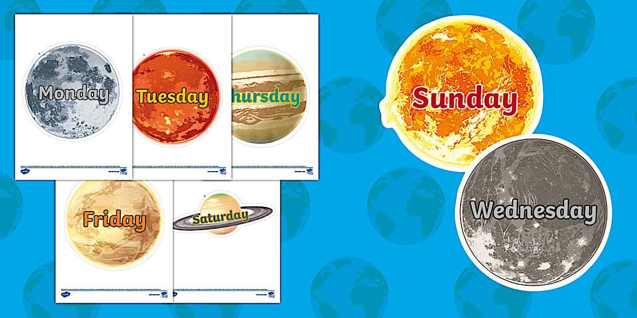 Days of the Week Named After Gods Display CutOuts Twinkl