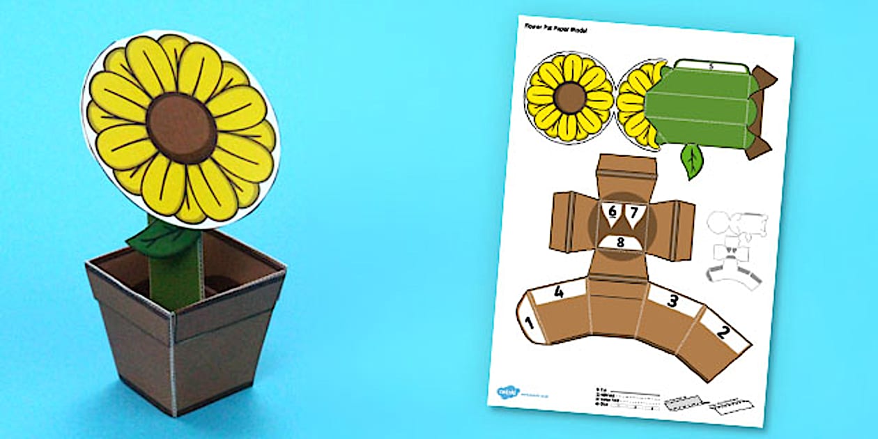 Flower Pot Paper Model (professor feito) - Twinkl