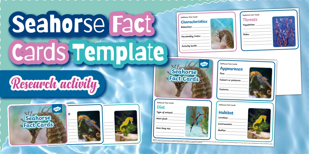 Seahorse Fact Cards Template