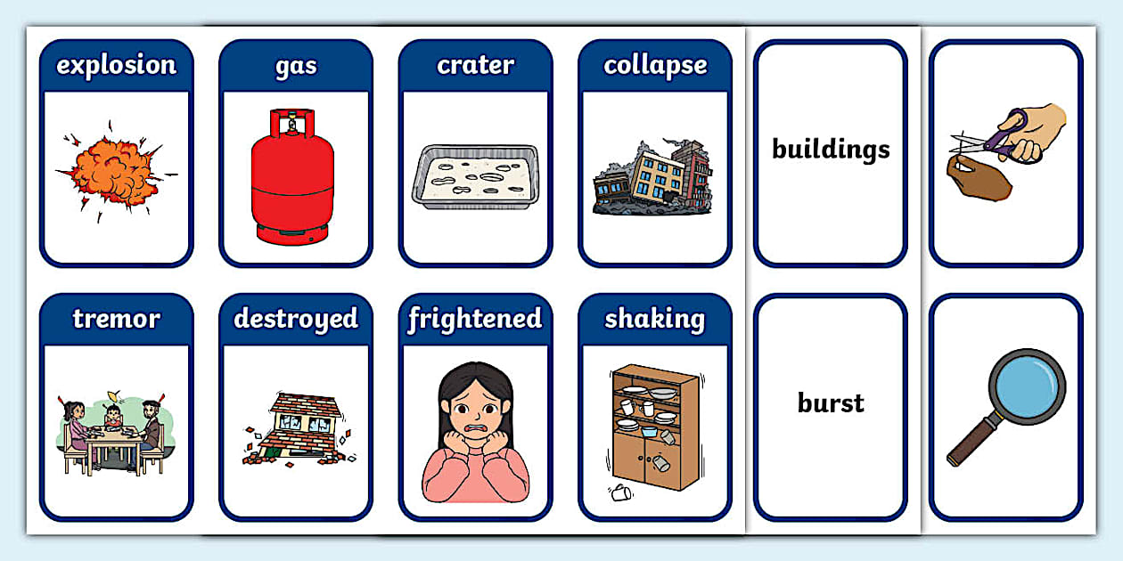 Grade 3 Life Skills Term 4 Disasters Explosions Word Cards (CAPS)