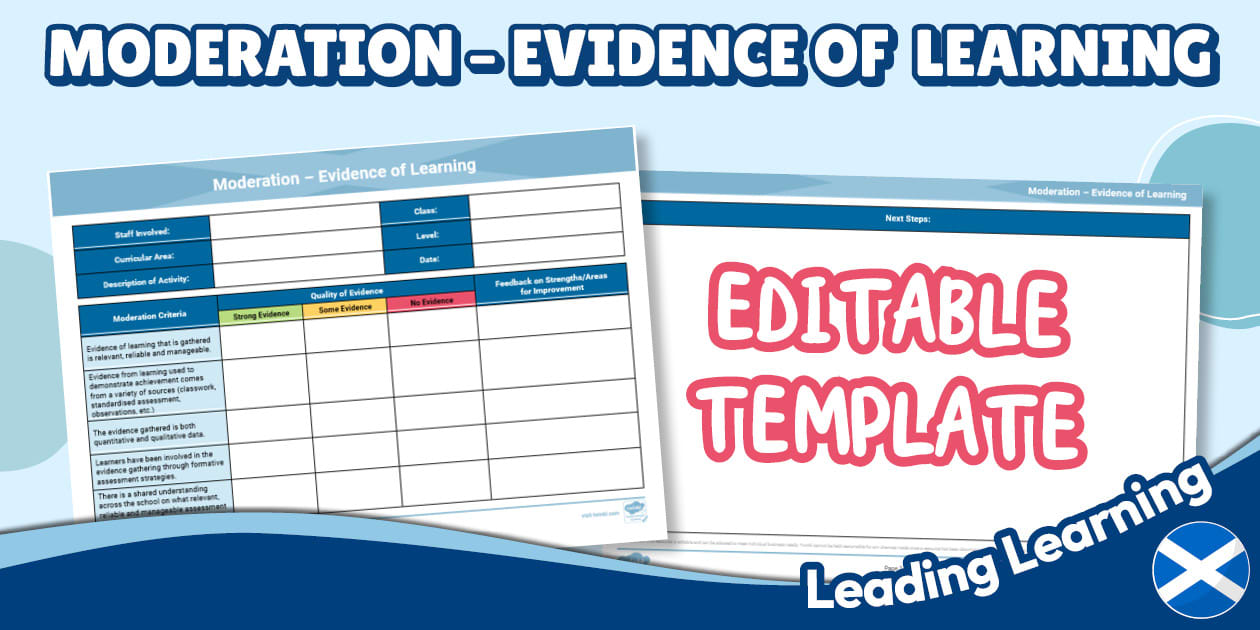 Moderation Audit - Evidence of Learning Template