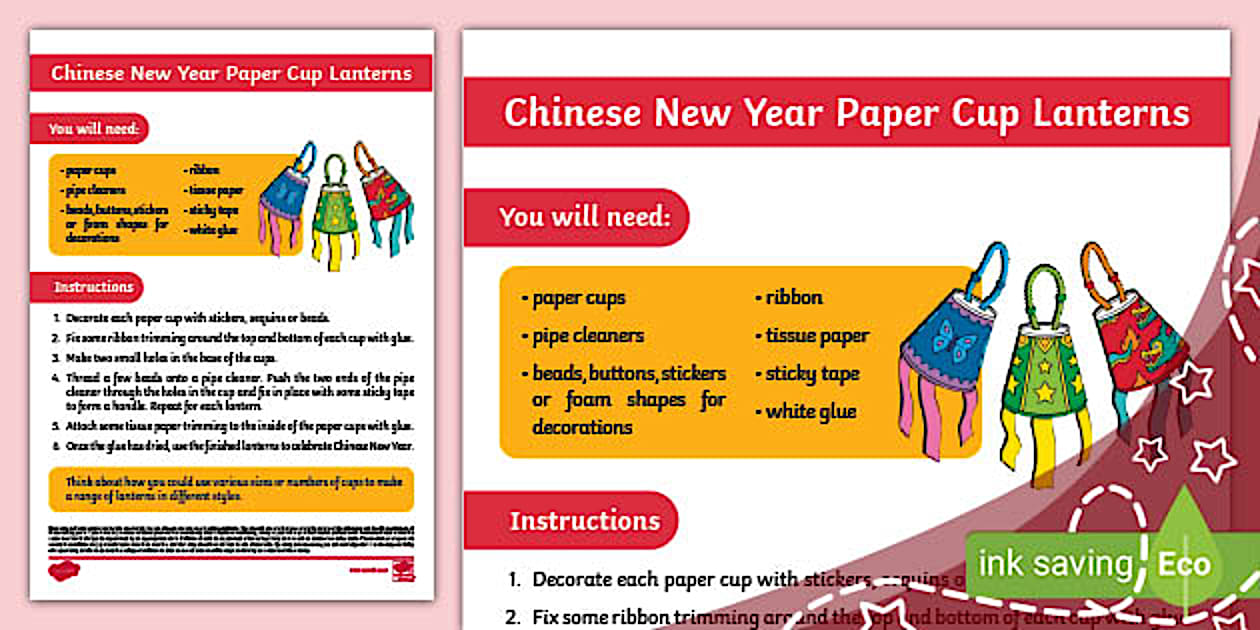 Chinese New Year: Paper Cup Lantern Craft Instructions