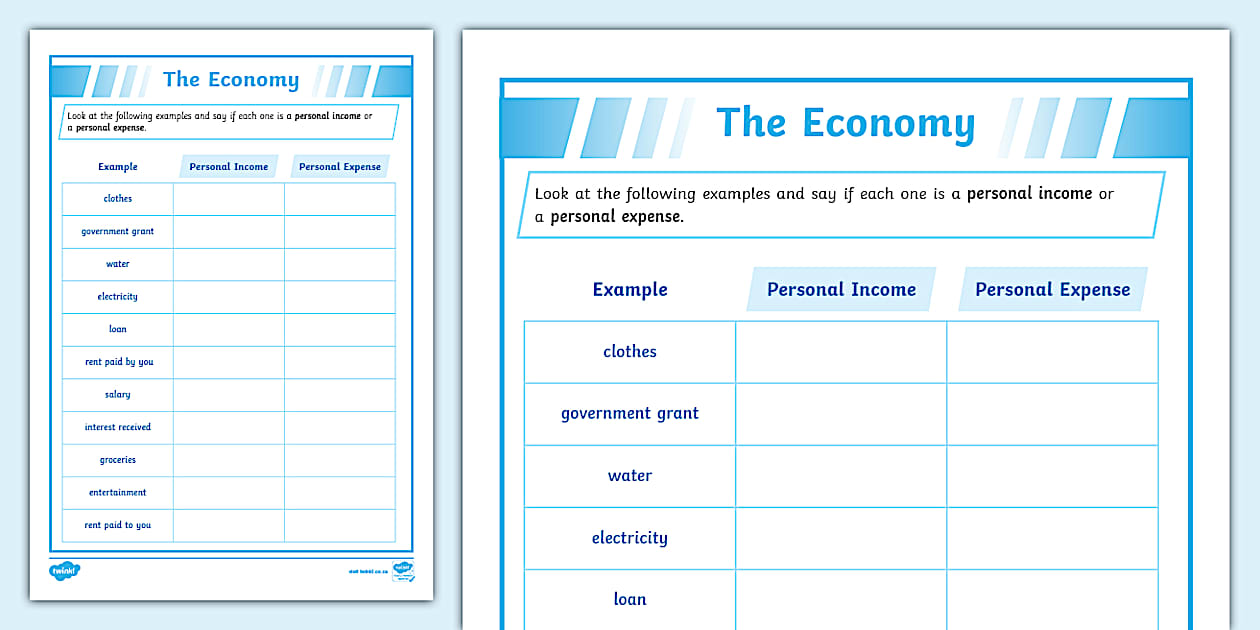 The Economy Personal Income And Expense Teacher Made