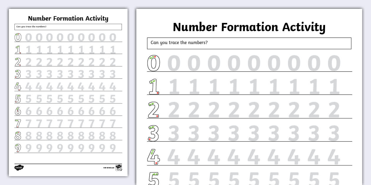 Editable Tracing Number Formation Worksheets 0 to 9 Twinkl