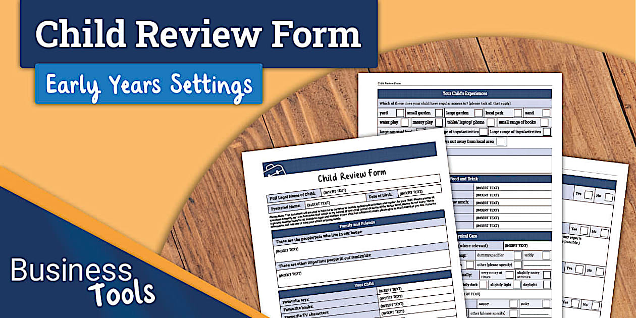 Child Review Form for Early Years Settings