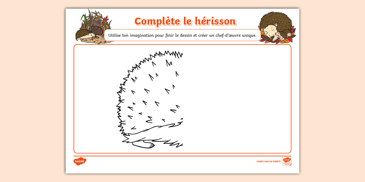 Feuille d'activité : Complète le hérisson (Teacher-Made)