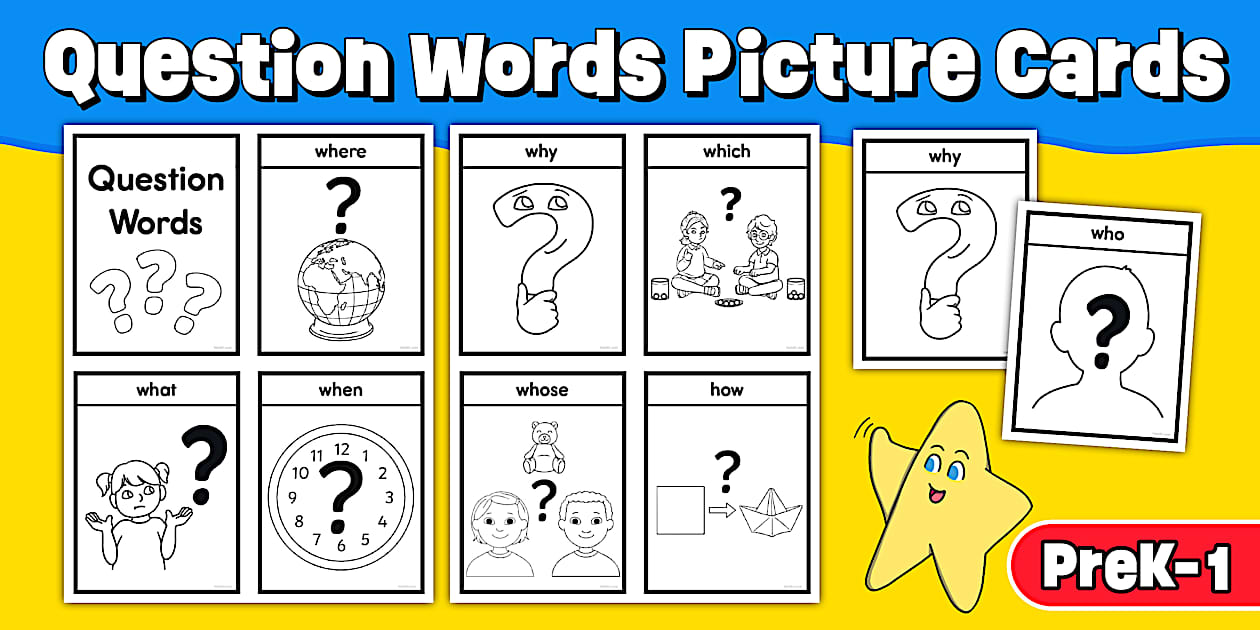 Question Words Picture Cards for PreK-1st Grade