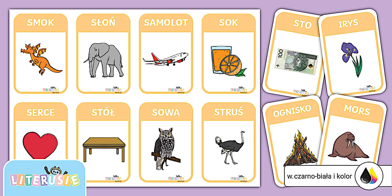Literuś S | Fiszki z wyrazami z literą S (teacher made)