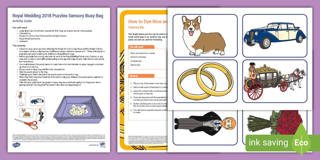 Royal Wedding 2018 Puzzles Sensory Busy Bag Resource Pack for Parents
