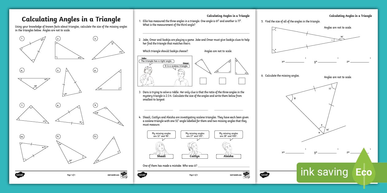 👉 Calculating Angles in Triangles Activity Sheets - Twinkl KS2