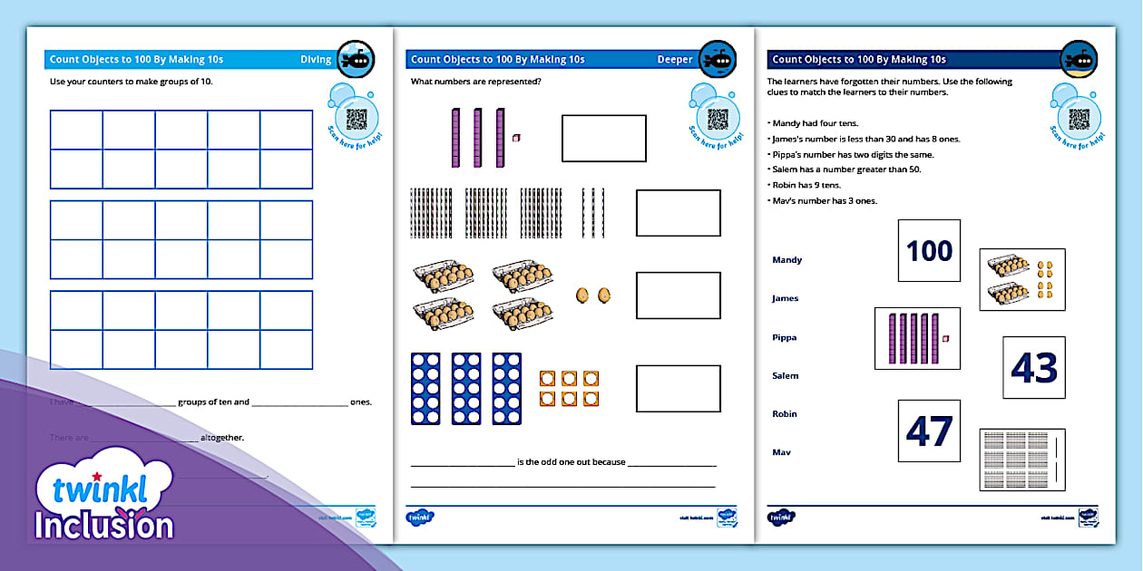 SEND: Older Learners: Count Objects to 100 by Making 10s