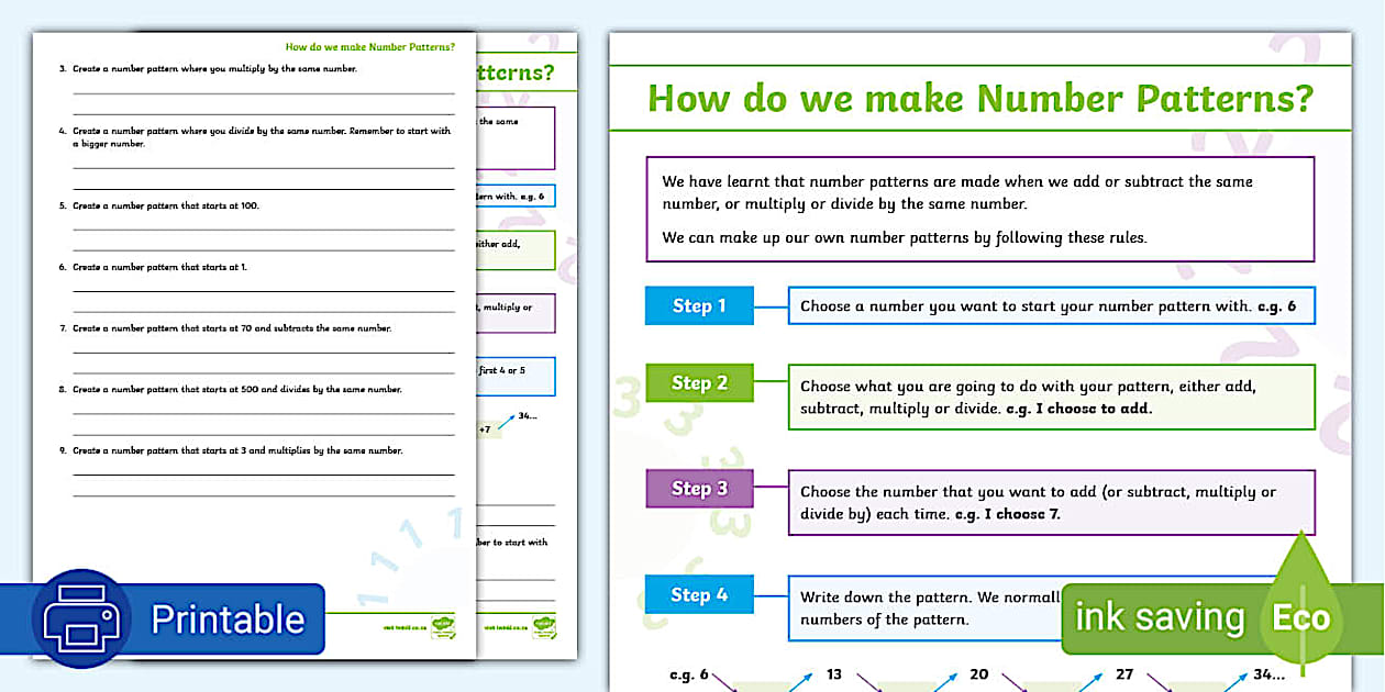How Do We Make Number Patterns Activity Sheet - Twinkl