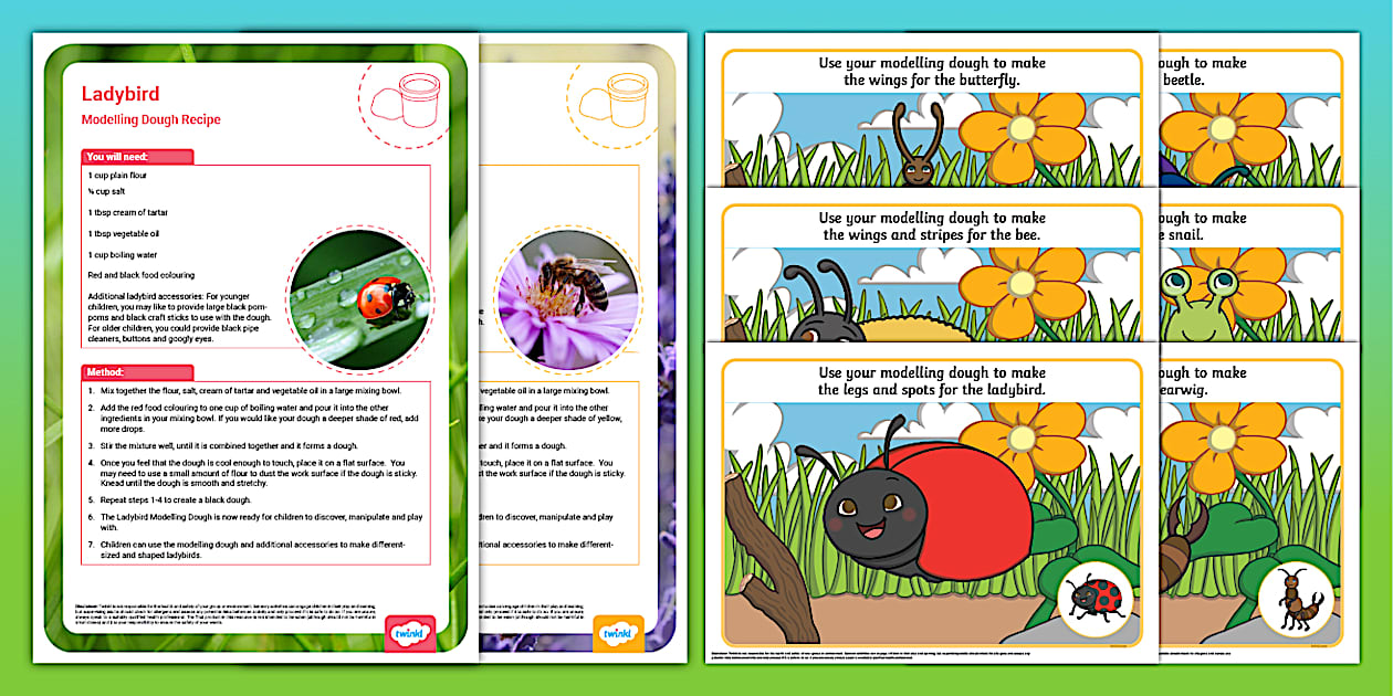 Minibeasts Modelling Dough Recipes and Mat Pack - Twinkl