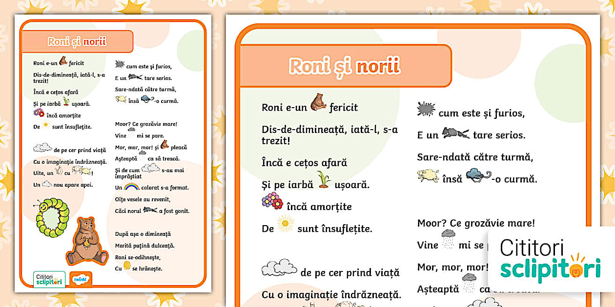 Litera O: Roni și norii – Poezie ilustrată
