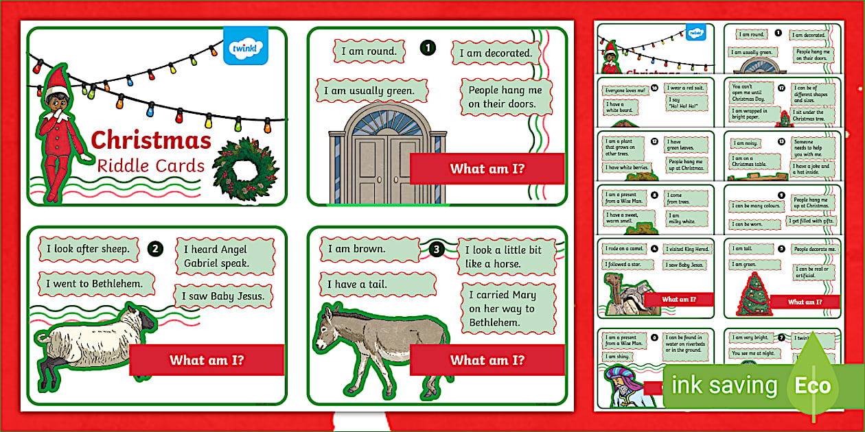 Christmas Riddle Cards - Fun Holiday Game for Children