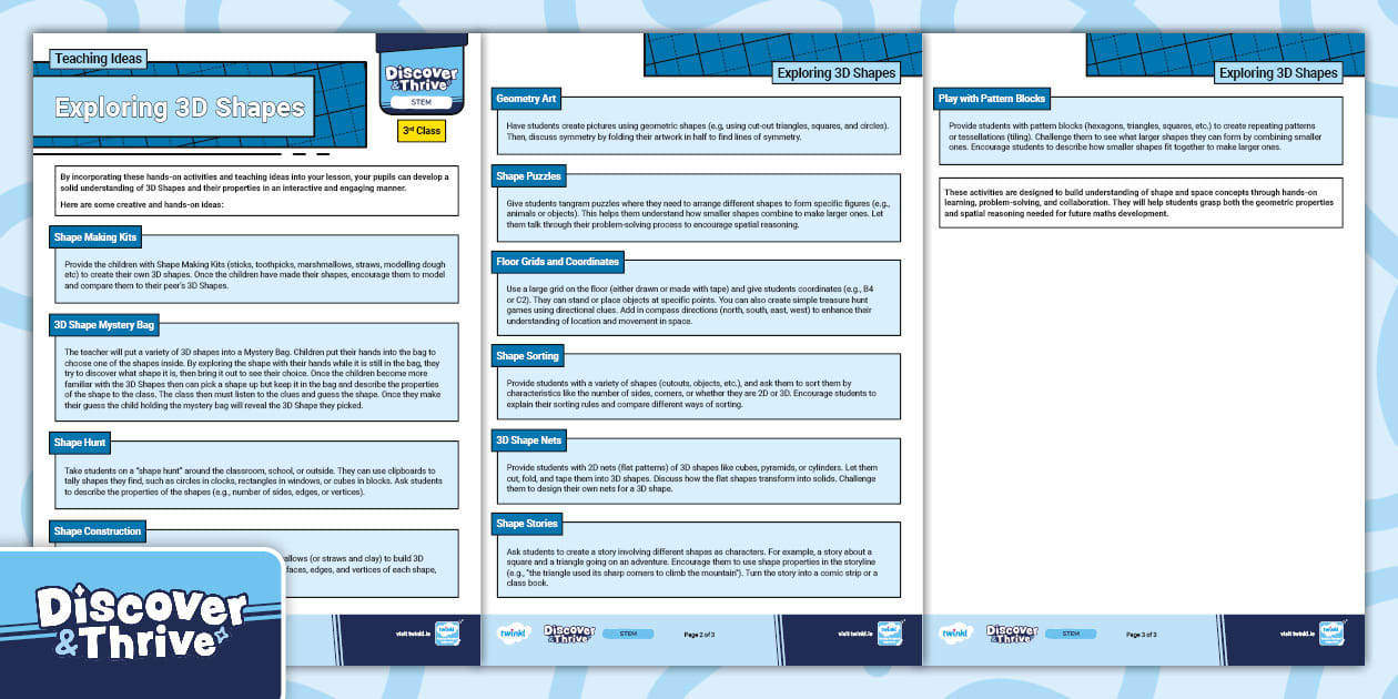 3D Shapes Teaching Ideas 3rd Class (teacher made) - Twinkl