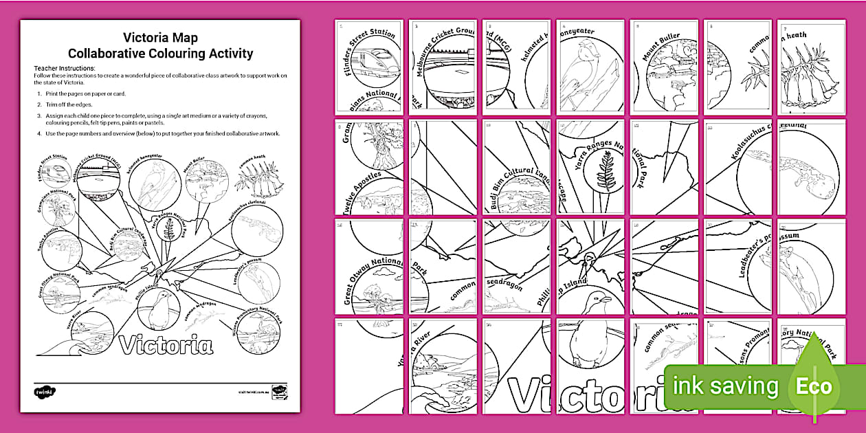 Victoria Map Collaborative Colouring Activity - Twinkl
