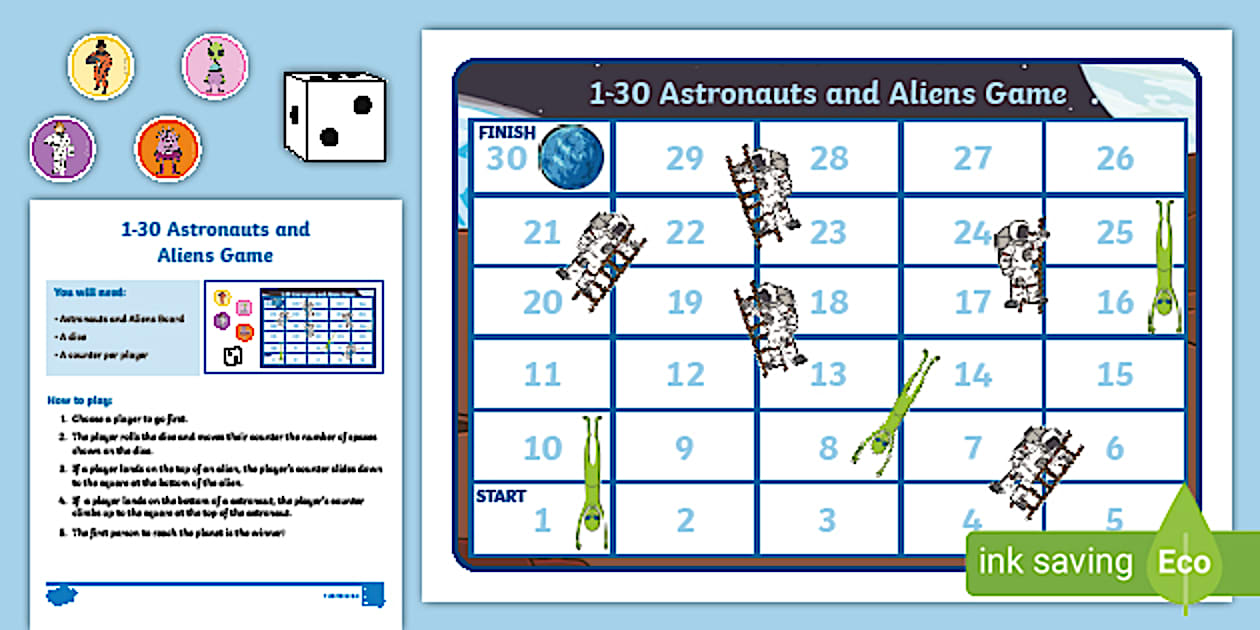 👉 1-30 Astronauts and Aliens Game (teacher made) - Twinkl