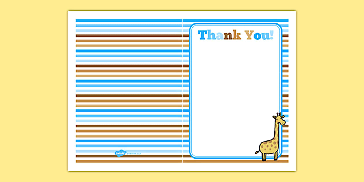 Editable Baby Shower Thank You Card Blue Themed - Twinkl