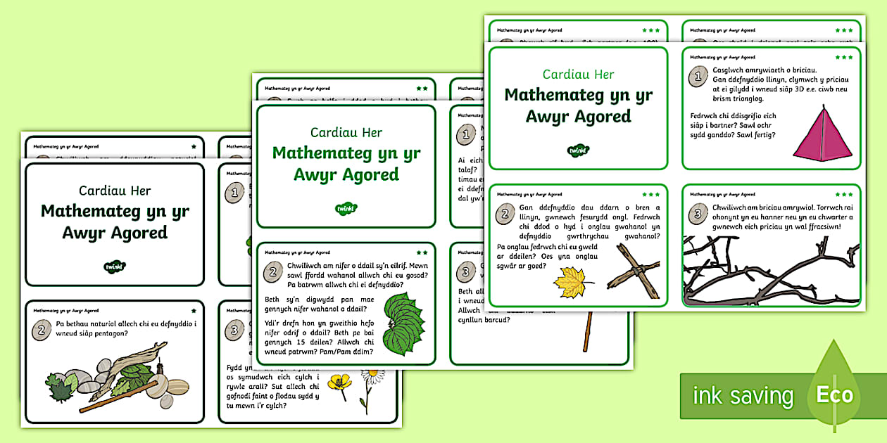 Mathamatig Cardiau Her Mathemateg yn yr Awyr Agored