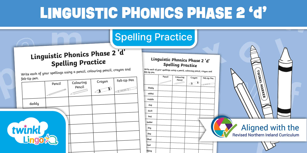Linguistic Phonics Phase 2 'd' - Spelling Practice