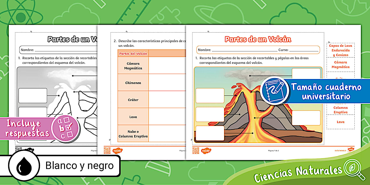 Volcán Magma Volcanes Partes Lava Guía Actividad