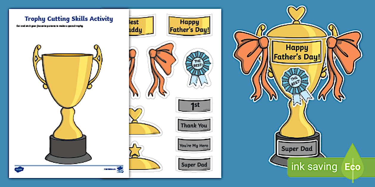 Father's Day Trophy Cutting Skills Activity - Twinkl