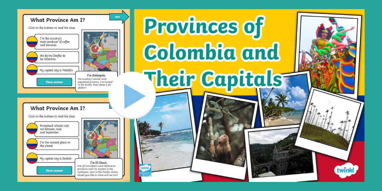 Provinces Of Colombia And Their Capitals Teacher Made