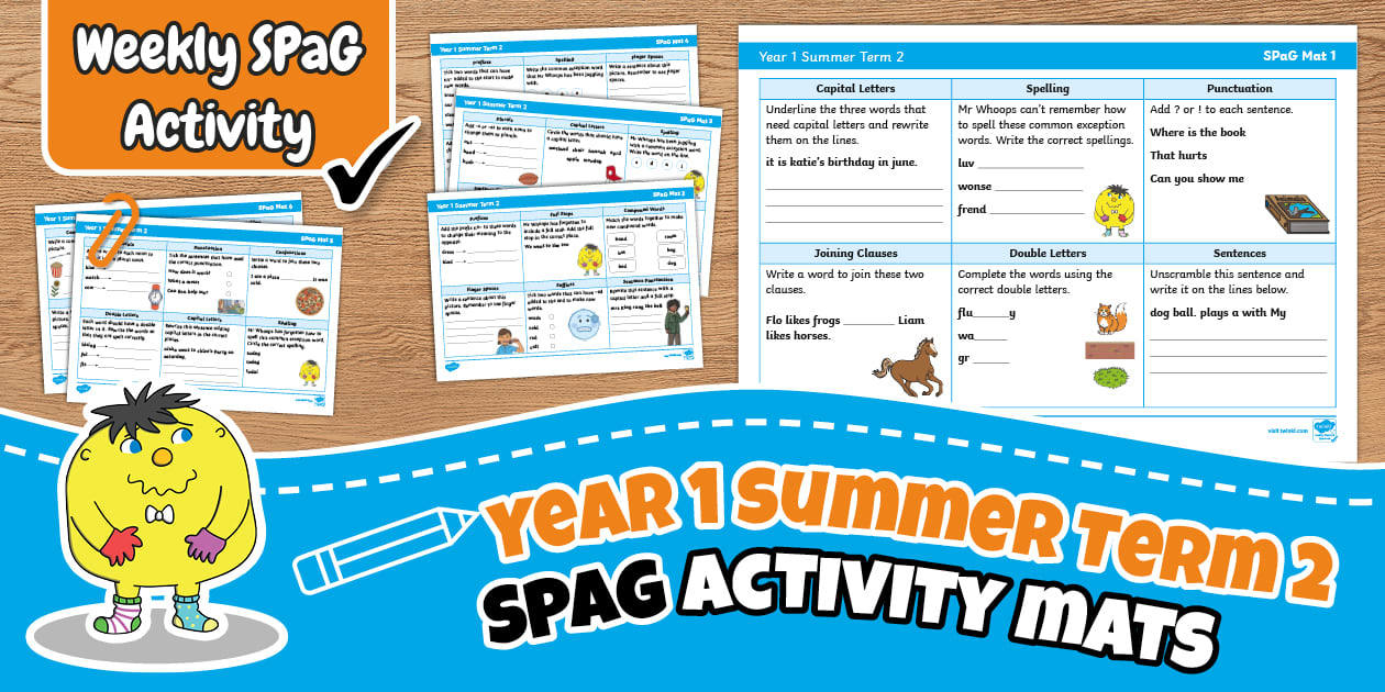 * NEW * Year 1 Summer Term 2 SPaG Activity Mats - Twinkl - KS1