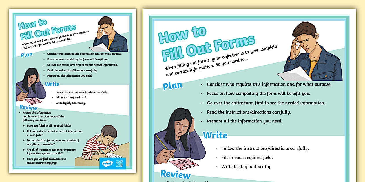 How to Fill Out Forms: Poster | Grade 5 | Twinkl - Twinkl
