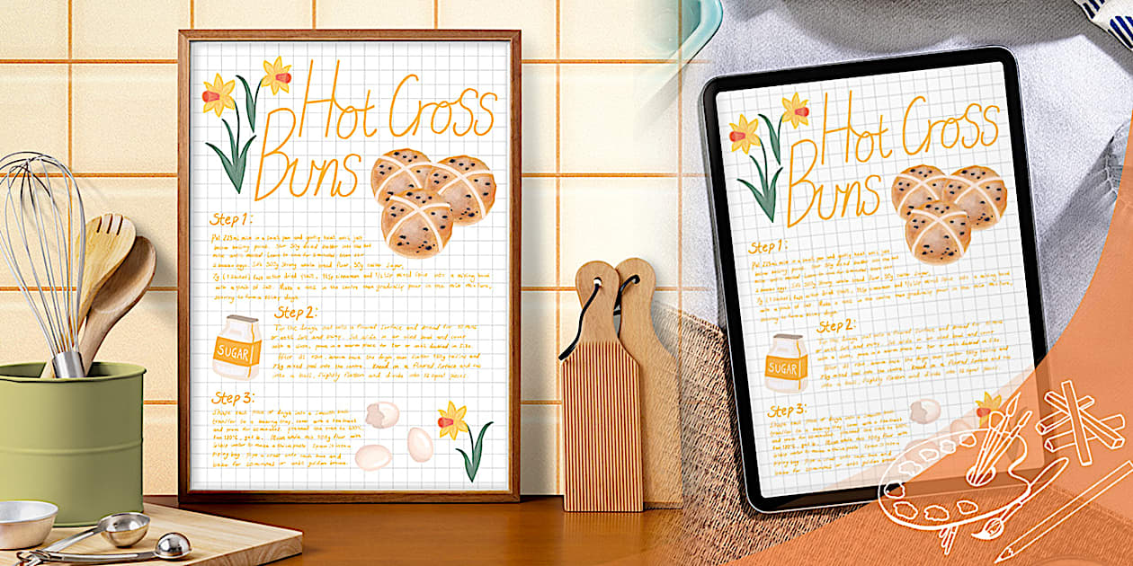 Hot Cross Buns Recipe Kitchen Poster | Twinkl Art Gallery