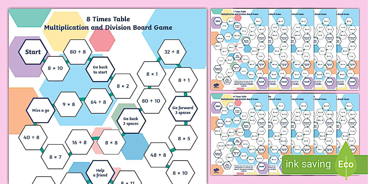 Black and White Times Table Multiplication and Division Board Games
