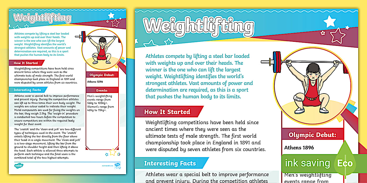 Exercise Fact File Weightlifting Fact Sheet (professor feito) - Twinkl