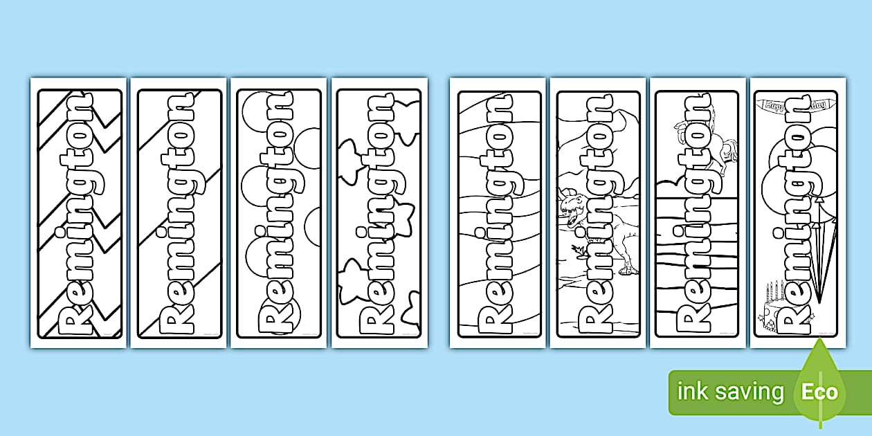 Remington Name Simple Colouring Bookmarks - Twinkl