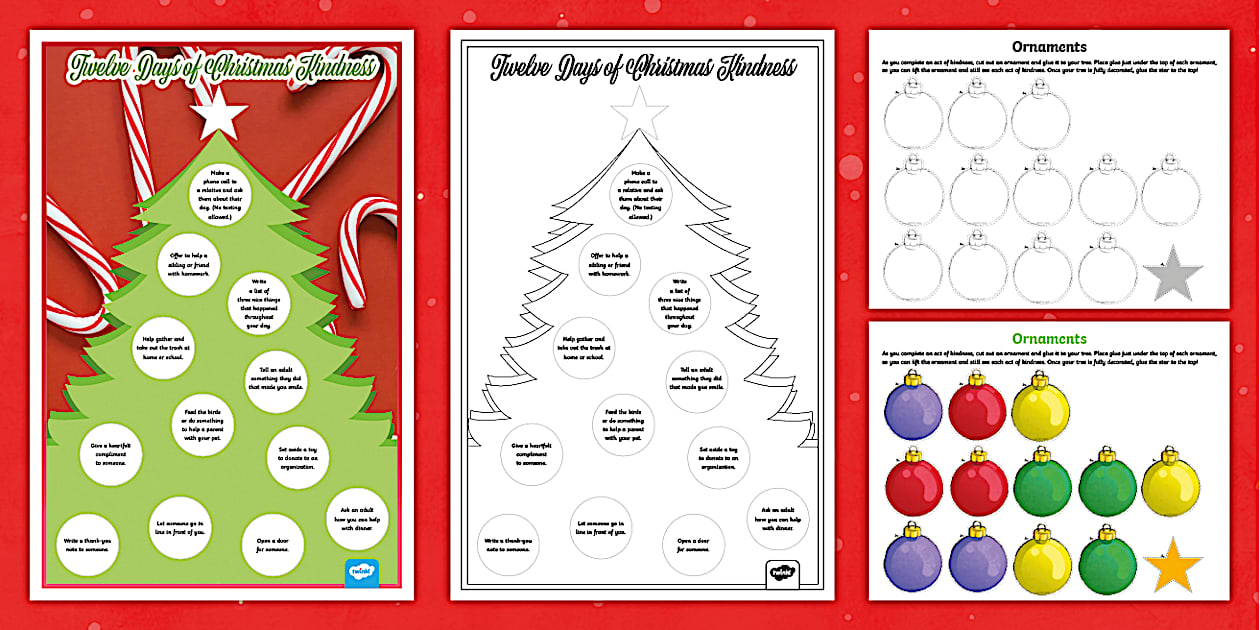 12 Days of Christmas Kindness Worksheet