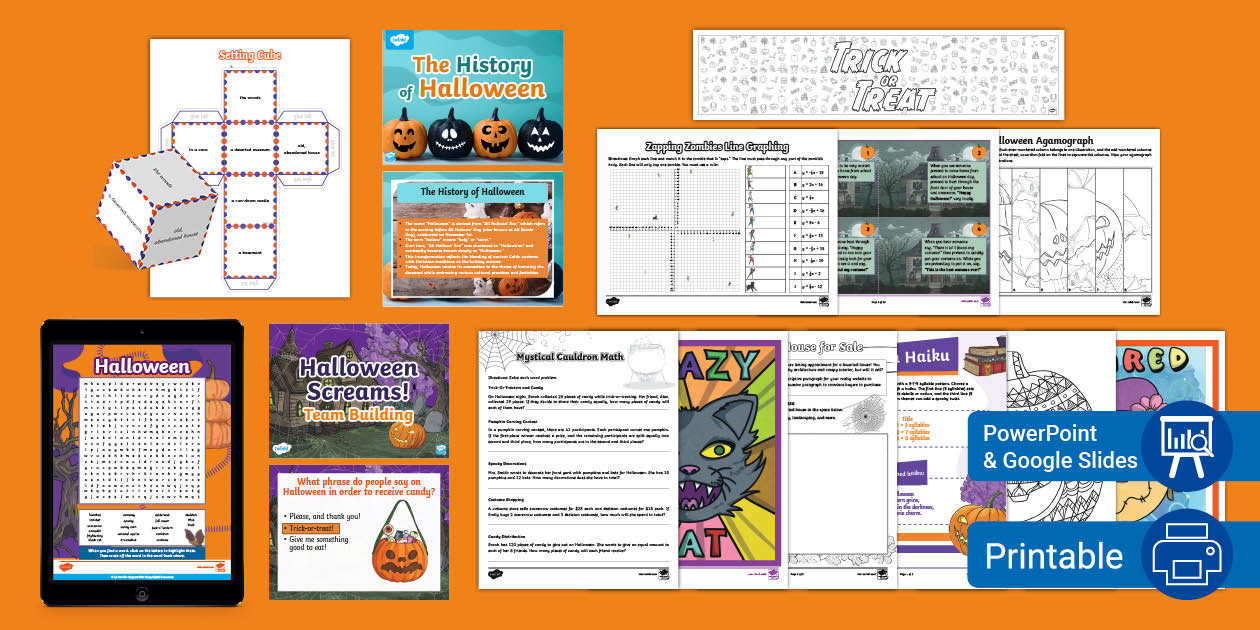 Eighth Grade Halloween Activity Pack