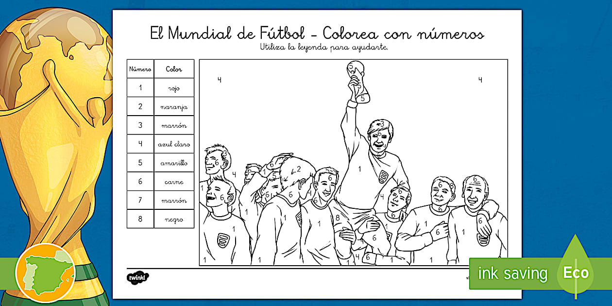 Colorear Con N meros El Mundial De F tbol Twinkl
