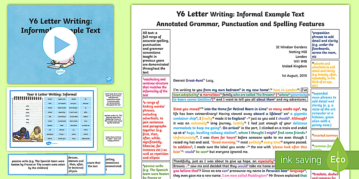 Y6 Letter Writing: Informal Model/ Example Text - Twinkl