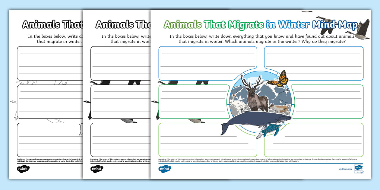 Animals That Migrate in Winter Mind Map (professor feito)