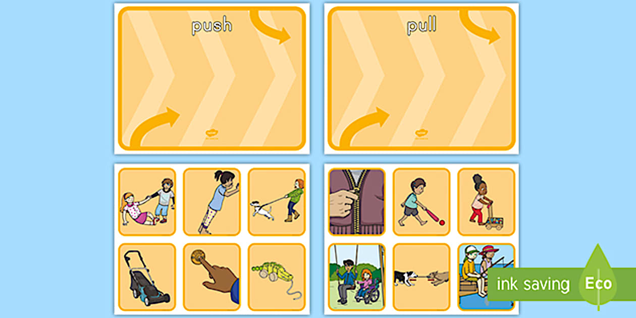 Push and Pull Sorting Cards (Teacher-Made) - Twinkl