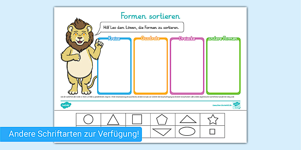 Formen sortieren - Arbeitsblatt - Twinkl