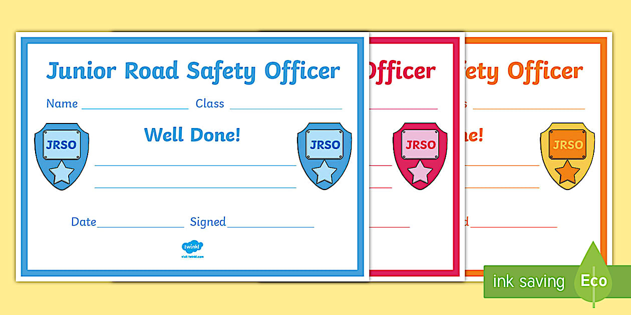 Junior Road Safety Officer Certificate