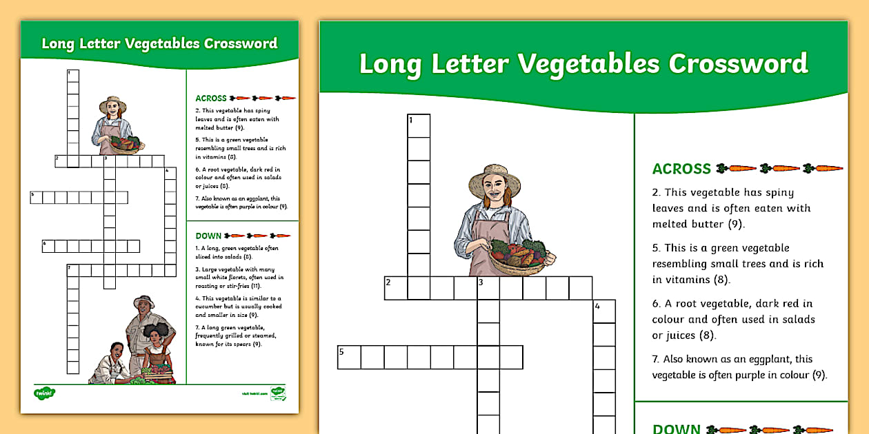Long Letter Vegetables Crossword Puzzle