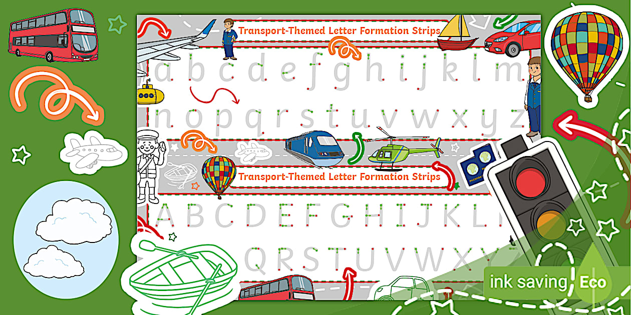 Transport-Themed Letter Formation Strips (Teacher-Made)